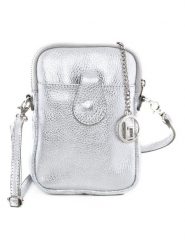Lia Biassoni Skórzana torebka "Paglia" w kolorze srebrnym na telefon - 15 x 20 x 1 cm rozmiar: onesize. Szare torebki klasyczne damskie Lia Biassoni, bez wzorów, z materiału, bez dodatków. Za 130.99 zł.