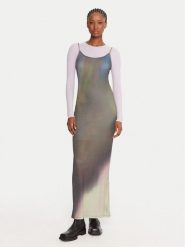 Desigual Sukienka codzienna Janis 25WWVK13 Kolorowy Slim Fit. Sukienki damskie Desigual, na co dzień, xs, bez wzorów, z bawełny, bez kołnierzyka, bez ramiączek, proste. Za 489.99 zł.