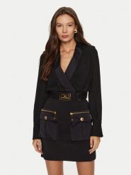 Elisabetta Franchi Sukienka koktajlowa AB-655-46E1 Czarny Regular Fit. Czarne sukienki damskie Elisabetta Franchi, bez wzorów, z wiskozy, wizytowe, bez kołnierzyka, bez ramiączek. Za 2,199.00 zł.