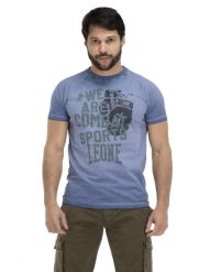 T-shirt męski w starym kolorze Indigo. Szare t-shirty męskie LEONE 1947 APPAREL, l, bez wzorów, z bawełny, bez kołnierzyka. Za 63.11 zł.