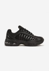 Czarno-Srebrne Buty Sportowe na Podeszwie Air z Modnymi Wstawkami Erivara. Czarne buty sportowe na co dzień męskie Born2be, z jeansu, bez zapięcia. Za 89.99 zł.