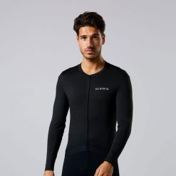 Męska koszulka kolarska Thermo Fleece z długim rękawem. Czarne t-shirty sportowe męskie ACELERA, m, z polaru, bez ramiączek, rowerowe. W wyprzedaży za 317.21 zł.