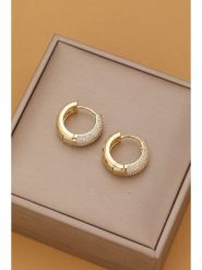 Atelier MIU Pozłacane kolczyki-kreole z cyrkoniami rozmiar: onesize. Żółte kolczyki damskie atelier MIU, z cyrkonią, pozłacane. Za 52.99 zł.