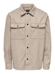 ONLY & SONS Koszula "Ash" w kolorze beżowym rozmiar: XL. Brązowe koszule męskie Only & Sons, xl, bez wzorów, bez kołnierzyka, bez ramiączek. Za 136.13 zł.