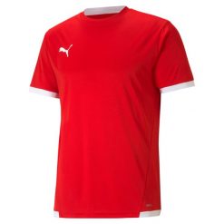 Koszulka piłkarska męska PUMA teamLIGA Jersey. Białe t-shirty sportowe męskie Puma, l, z jersey, bez ramiączek, do piłki nożnej. Za 54.99 zł.