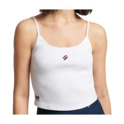 Koszulka turystyczna damska SuperDry Code Essential Strappy Tank Top. Białe bluzki sportowe damskie Superdry., s, bez wzorów, z bawełny, bez ramiączek. Za 81.00 zł.