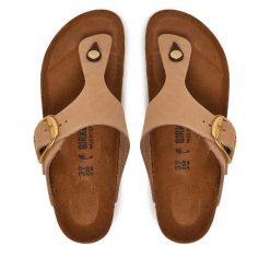 Japonki Birkenstock. Brązowe klapki damskie Birkenstock, bez wzorów, bez obcasa. Za 486.99 zł.