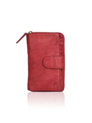 Bellicci Skórzany portfel "Collins" w kolorze czerwonym - 9 x 17 x 3 cm rozmiar: onesize. Czerwone portfele damskie Bellicci, bez wzorów, z materiału. Za 113.99 zł.