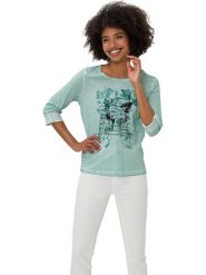 Heine Koszulka w kolorze miętowym rozmiar: 44. Zielone bluzki damskie Heine, bez wzorów, bez kołnierzyka, bez ramiączek. Za 69.99 zł.