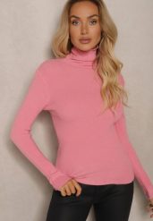 Różowy Golf z Wełną w Klasycznym Stylu Florinelle. Czerwone golfy damskie Renee, z aplikacjami, z jeansu, bez ramiączek. Za 49.99 zł.
