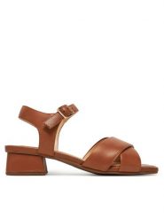 Clarks Sandały Serina35 Cross 26181346 Brązowy. Brązowe sandały damskie Clarks, bez wzorów, ze skóry, bez obcasa, na słupku. Za 309.99 zł.
