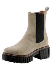 Heine Skórzane botki w kolorze beżowym rozmiar: 38. Brązowe botki damskie Heine, eleganckie, bez obcasa, bez zapięcia. Za 136.45 zł.