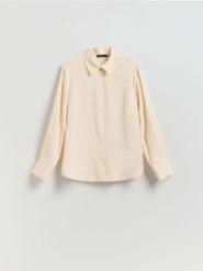 Koszula z modalem - złamana biel. Koszule damskie Reserved, l, bez wzorów, z tkaniny, bez kołnierzyka, bez ramiączek. Za 119.99 zł.