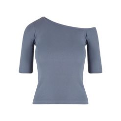 Koszulka damska Urban Classics Organic Asymmetric Rib. Szare bluzki damskie Urban Classics, bez wzorów, z bawełny, z asymetrycznym kołnierzem. Za 93.00 zł.
