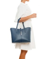 Lia Biassoni Skórzana torebka "Parma" w kolorze granatowym - 40 x 27 x 14 cm rozmiar: onesize. Niebieskie torebki klasyczne damskie Lia Biassoni, bez wzorów, z materiału, bez dodatków. Za 347.99 zł.