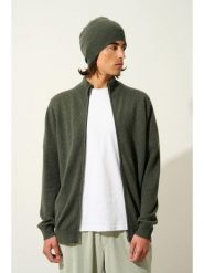 AUTHENTIC CASHMERE Kaszmirowy kardigan "Albaron" w kolorze khaki rozmiar: L. Brązowe kardigany męskie AUTHENTIC CASHMERE, l, bez wzorów, z kaszmiru, bez kołnierzyka. Za 457.95 zł.