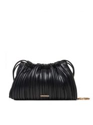 Calvin Klein Torebka Drawstring Plisse Crossbody LV04F3076G Czarny. Czarne torebki klasyczne damskie CALVIN KLEIN, bez wzorów, ze skóry, wizytowe, bez kołnierzyka, bez ramiączek. Za 329.99 zł.