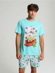 Piżama dwuczęściowa Rick & Morty - błękitny. Niebieskie piżamy męskie Sinsay, l, bez wzorów, bez ramiączek. W wyprzedaży za 33.99 zł.