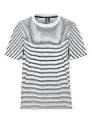 Pieces Koszulka "Pcria" w kolorze biało-granatowym rozmiar: XS. Białe bluzki damskie Pieces, xs, bez wzorów, z bawełny, bez kołnierzyka, bez ramiączek. Za 43.99 zł.