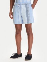 Tommy Jeans Szorty materiałowe Dobby Stripe DM0DM22830 Błękitny Relaxed Fit. Niebieskie szorty męskie Tommy Jeans, z bawełny, bez kołnierzyka. Za 309.99 zł.