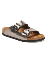 Comfortfusse Skórzane klapki w kolorze szarobrązowym rozmiar: 40. Brązowe klapki damskie Comfortfusse, bez wzorów, bez obcasa. Za 255.34 zł.