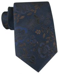 Granatowy Krawat z Ciemnym Wzorem Kwiatowym - Chattier. Niebieskie krawaty i muchy męskie Chattier, bez wzorów, z tkaniny, eleganckie. Za 55.00 zł.