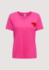 Koszulka crop top Kobieta ONLY Onlvica S/S Fold Up Velvet Top Box Ccjrs. Czerwone t-shirty damskie Only, l, z aplikacjami, z bawełny, bez kołnierzyka. Za 132.20 zł.