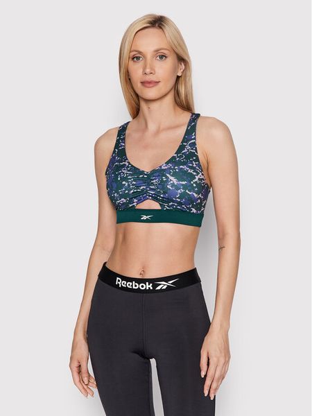 Reebok Biustonosz sportowy Modern Safari HK4806 Zielony. Zielone biustonosze sportowe damskie Reebok, bez wzorów, z syntetyku. Za 89.99 zł.