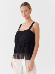 Sisley Bluzka 5AM2LH00S Czarny Regular Fit. Czarne bluzki damskie SISLEY, s, bez wzorów, z syntetyku, bez ramiączek. Za 379.99 zł.
