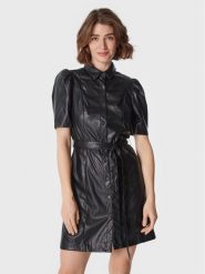 DKNY Sukienka z imitacji skóry DD1G4074 Czarny Regular Fit. Czarne sukienki damskie DKNY, bez wzorów, ze skóry, bez kołnierzyka, bez ramiączek. Za 369.99 zł.