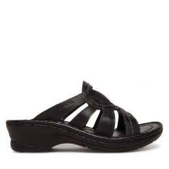 Klapki Josef Seibel. Czarne klapki damskie Josef Seibel, bez wzorów, bez obcasa. Za 269.99 zł.