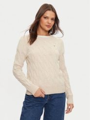 Tommy Hilfiger Sweter WW0WW43586 Beżowy Regular Fit. Brązowe swetry klasyczne damskie Tommy Hilfiger, m, z wełny, bez kołnierzyka. Za 559.99 zł.