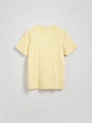 Bawełniany t-shirt regular - jasnożółty. Żółte t-shirty męskie Reserved, l, bez wzorów, z bawełny, bez kołnierzyka. Za 49.99 zł.
