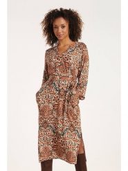 Smashed Lemon Sukienka w kolorze jasnobrązowym rozmiar: XL. Brązowe sukienki damskie Smashed Lemon, na co dzień, xl, bez wzorów, z tkaniny, bez kołnierzyka, bez ramiączek, midi, proste. Za 163.26 zł.