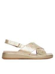 Caprice Sandały 9-28208-44 Złoty. Żółte sandały damskie Caprice, bez wzorów, ze skóry, bez obcasa, na płaskiej podeszwie. Za 234.99 zł.