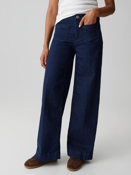 OPUS Dżinsy - Wide Leg fit - w kolorze granatowym rozmiar: 36/L32. Niebieskie jeansy damskie Opus. Za 189.95 zł.