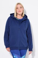 Damskie Kurtka z kapturem wstawki tkane kaptur 2-kierunkowy zamek błyskawiczny. Niebieskie kurtki damskie Ulla Popken, plus size, bez wzorów, z bawełny, z kapturem. Za 349.99 zł.