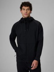 4F Bluza treningowa regular z kapturem męska - czarna XXL. Czarne bluzy z kapturem męskie 4f, m, z dzianiny. Za 199.99 zł.