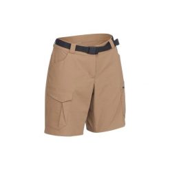 Spodenki trekkingowe Trek 100 damskie. Brązowe szorty damskie FORCLAZ, bez wzorów, z elastanu. Za 59.99 zł.