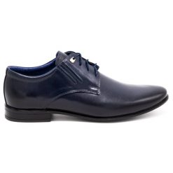 Olivier Buty wizytowe 480 granatowe niebieskie. Niebieskie buty wizytowe męskie z jeansu, bez zapięcia. Za 367.89 zł.