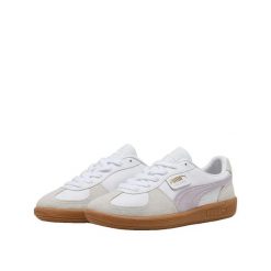 Buty PUMA Palermo Cuir Blanc. Białe buty sportowe na co dzień damskie Puma, bez wzorów, z materiału, do piłki nożnej. Za 294.35 zł.