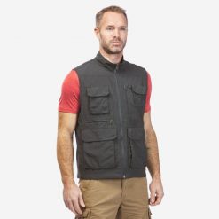 Kamizelka trekkingowa męska Travel 100. Szare kamizelki męskie FORCLAZ, l, z materiału. Za 129.99 zł.
