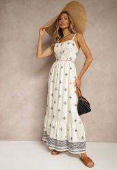 Czarna Sukienka z Wiskozą o Rozkloszowanym Kroju na Ramiączkach w Boho Print Leaella. Czarne sukienki damskie Renee, na co dzień, l, bez wzorów, z wiskozy, boho, bez kołnierzyka, bez ramiączek, midi, rozkloszowane. W wyprzedaży za 83.99 zł.