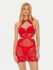 Guess Koszula nocna Monica O4BX17 KCC70 Czerwony Regular Fit. Czerwone koszule nocne damskie Guess, z aplikacjami, z syntetyku. Za 359.99 zł.