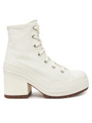 Converse Botki Chuck 70 De Luxe Heel A05348C Écru. Botki damskie Converse, z materiału, bez obcasa, na słupku, bez zapięcia. Za 499.99 zł.