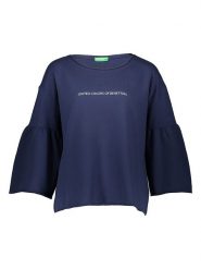 Benetton Bluza w kolorze granatowym rozmiar: M. Niebieskie bluzy bez kaptura damskie Benetton, m, z bawełny. Za 79.03 zł.