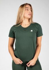Koszulka bezszwowa fitness damska Gorilla Wear Neiro. Zielone bluzki sportowe damskie GORILLA WEAR, m, bez wzorów, bez kołnierzyka. Za 201.80 zł.