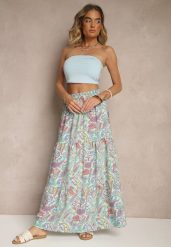 Zielona Spódnica Rozkloszowana High Waist z Motywem Paisley Nevolissa. Zielone spódniczki damskie Renee, l, z aplikacjami, z podwyższonym stanem, maxi, koszulowe. Za 44.99 zł.