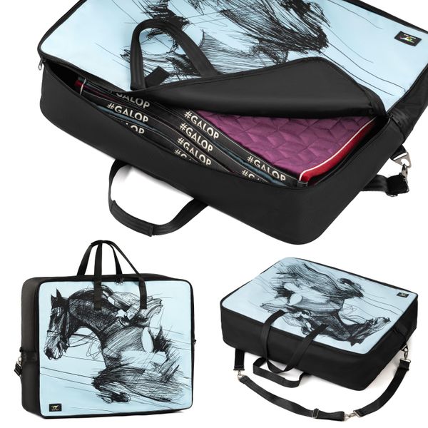 Torba na czapraki GALOP WEAR XL z systemem mocowania. Czarne torebki klasyczne damskie GALOP WEAR, bez wzorów, z nadrukiem, bez dodatków. W wyprzedaży za 284.05 zł.