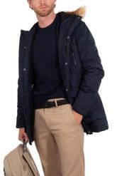 KURTKA MĘSKA ZIMOWA LYLE&SCOTT Z KAPTUREM LA-K1536V-Z271-S. Niebieskie kurtki męskie LYLE AND SCOTT, na zimę, m, bez wzorów, z dresówki, sportowe, z kapturem. Za 474.50 zł.